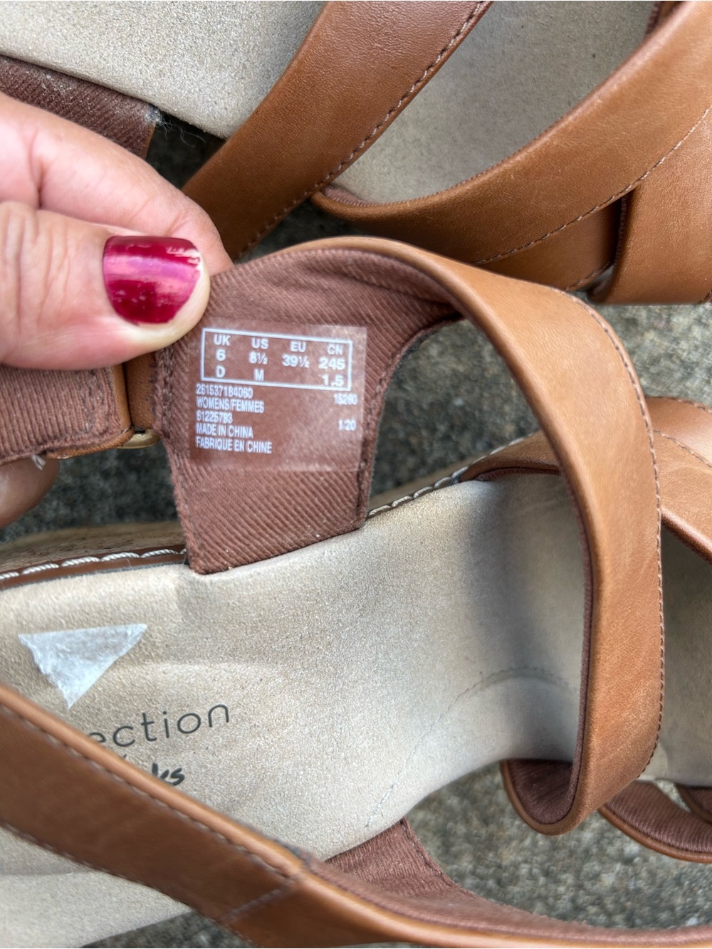 Clarks Giselle Beach Tan Leather Wedge Sandals - Picture 7 of 7